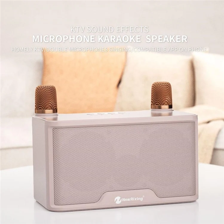NEWRIXING NR8088W Wireless Bluetooth-compatible Speaker with 2 Microphone TWS Sound Amplifier Music Player - Black