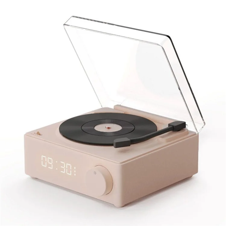 X11 Clock Vinyl Record Player Turntable Player Stereo Sound Retro Bluetooth Speaker - Pink