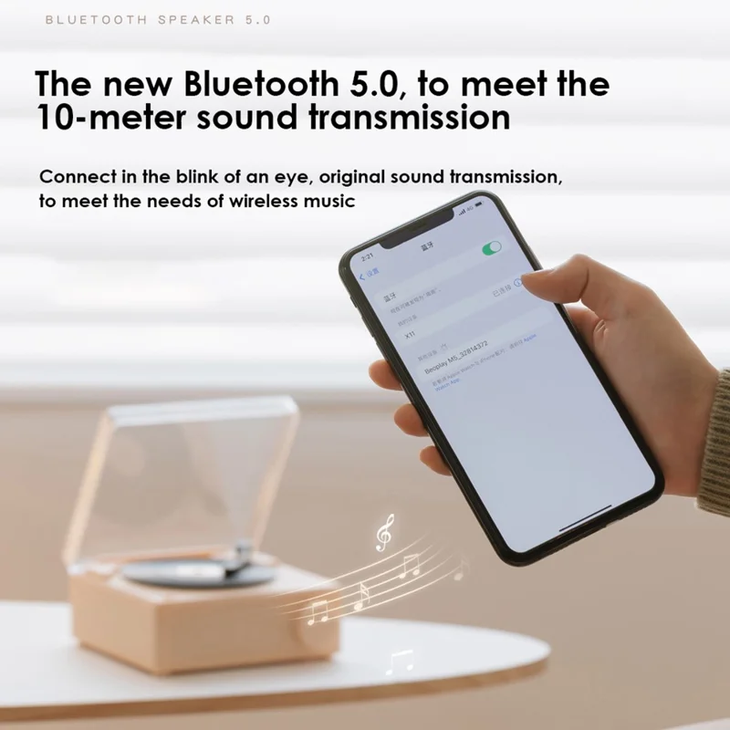 X11 Часы Виниловый Проигрыватель Плеер Стерео Звук Ретро Bluetooth-совместимая Колонка - Зеленый