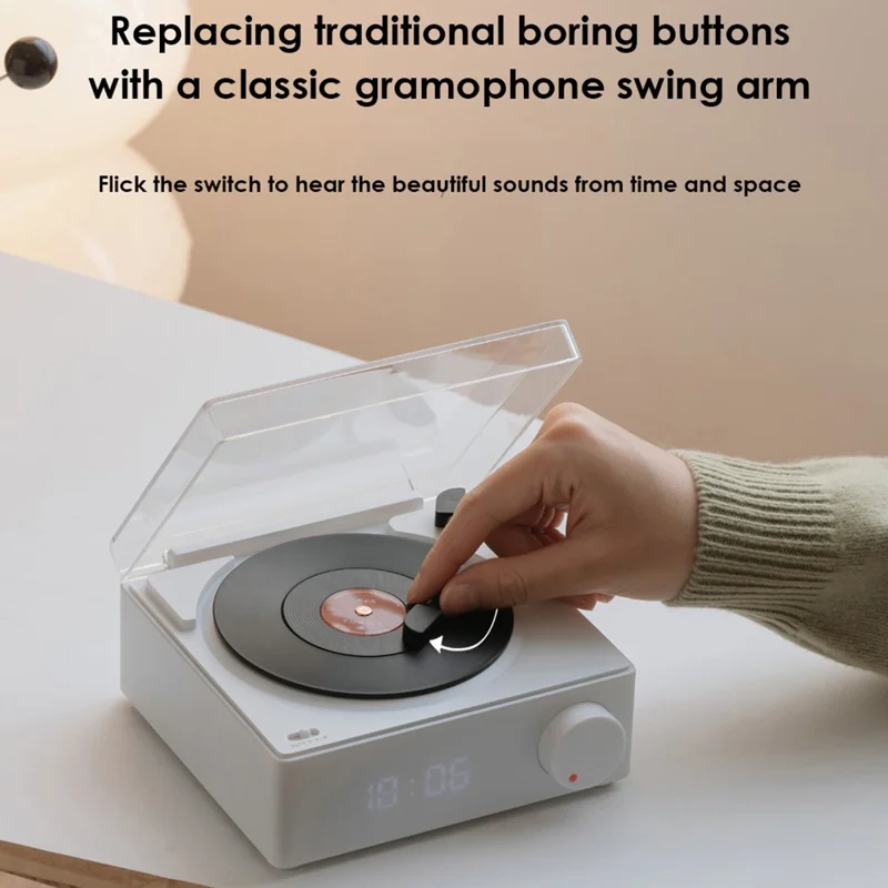 X11 Lecteur de disques vinyle avec horloge, tourne-disque, stéréo rétro, haut-parleur compatible Bluetooth - Jaune