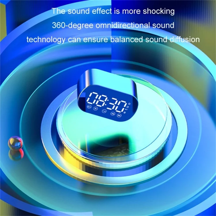 s15 Mirror Bluetooth-compatible 5.0 Speaker Bass Stereo Subwoofer LED Digital Dual Alarm Clocks with FM Radio External TF Card - White