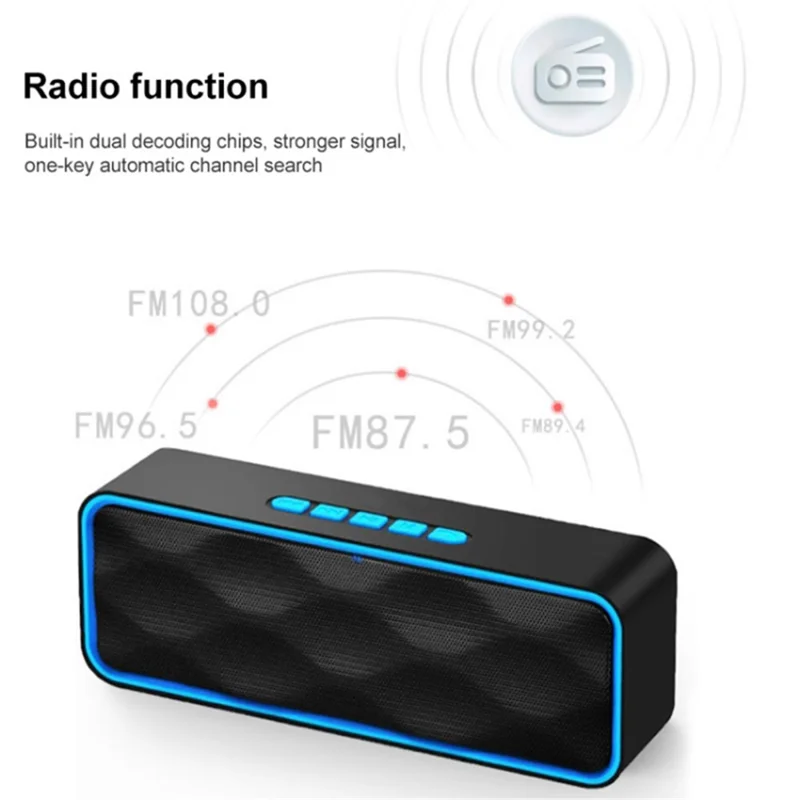 Altavoz Bluetooth multifunción para exteriores con radio FM, altavoz TWS, compatible con tarjeta TF, unidad U, AUX - Azul