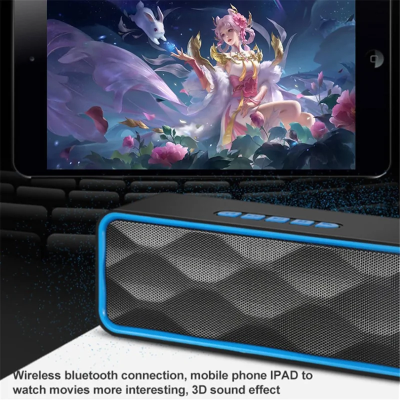 Altavoz Bluetooth multifunción para exteriores con radio FM, altavoz TWS, compatible con tarjeta TF, unidad U, AUX - Azul