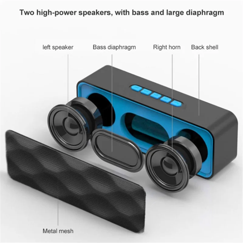 Altavoz Bluetooth multifunción para exteriores con radio FM, altavoz TWS, compatible con tarjeta TF, unidad U, AUX - Azul