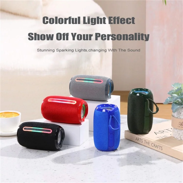 T&G TG653 TWS Portable Bluetooth-compatible Speaker LED Light Outdoor Wireless Stereo Subwoofer - Blue