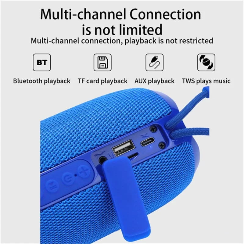 T&G TG653 TWS مكبر صوت بلوتوث محمول بإضاءة LED مكبر صوت لاسلكي ستيريو للخارج - أسود