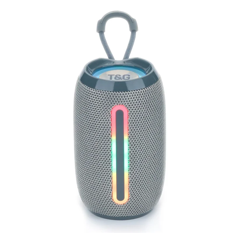 T&G TG653 TWS Portable Bluetooth-compatible Speaker LED Light Outdoor Wireless Stereo Subwoofer - Grey