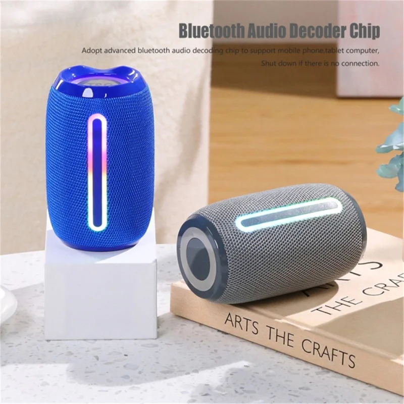 T&G TG653 TWS Portable Bluetooth-compatible Speaker LED Light Outdoor Wireless Stereo Subwoofer - Grey
