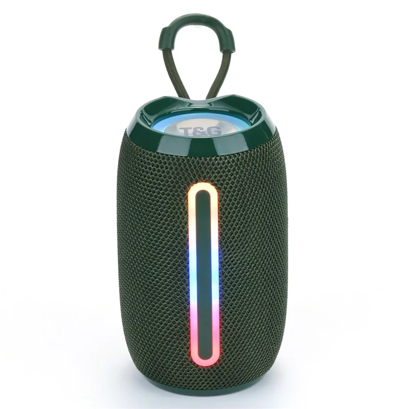 T&G TG653 TWS Portable Bluetooth-compatible Speaker LED Light Outdoor Wireless Stereo Subwoofer - Blackish Green