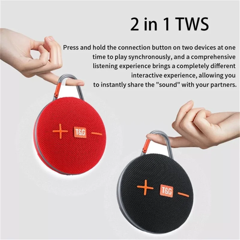 T&G TG648 Portable Bluetooth-compatible Speaker Outdoor TWS Wireless Stereo Subwoofer with LED Flashlight - Black