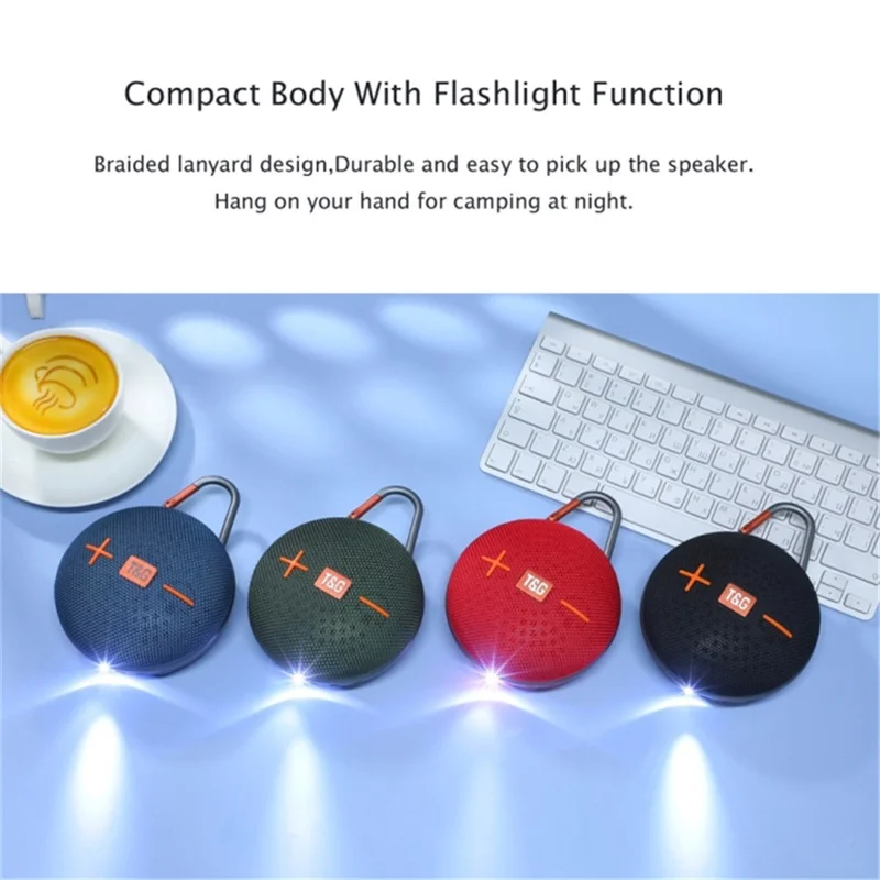 T&G TG648 Portable Bluetooth-compatible Speaker Outdoor TWS Wireless Stereo Subwoofer with LED Flashlight - Black