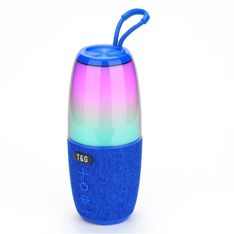 T&G TG644 5W TWS Portable Bluetooth-compatible 5.3 Music Speaker RGB Light Wireless Stereo Subwoofer - Blue