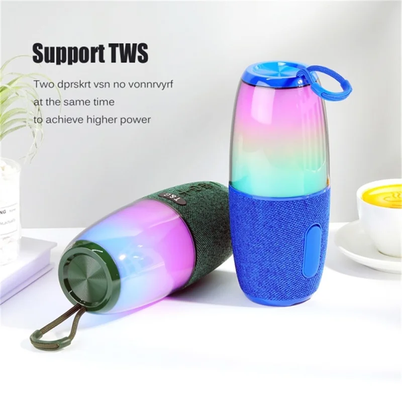 T&G TG644 5W TWS Portable Bluetooth-compatible 5.3 Music Speaker RGB Light Wireless Stereo Subwoofer - Blue