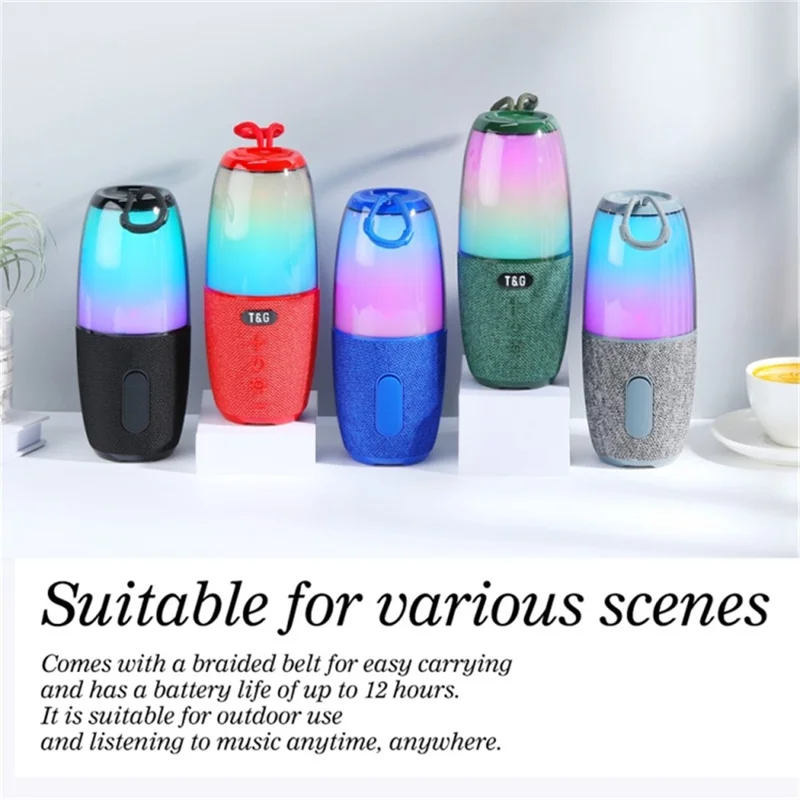 T&G TG644 5W TWS Portable Bluetooth-compatible 5.3 Music Speaker RGB Light Wireless Stereo Subwoofer - Blue