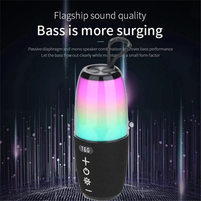 T&G TG644 5W TWS Portable Bluetooth-compatible 5.3 Music Speaker RGB Light Wireless Stereo Subwoofer - Green