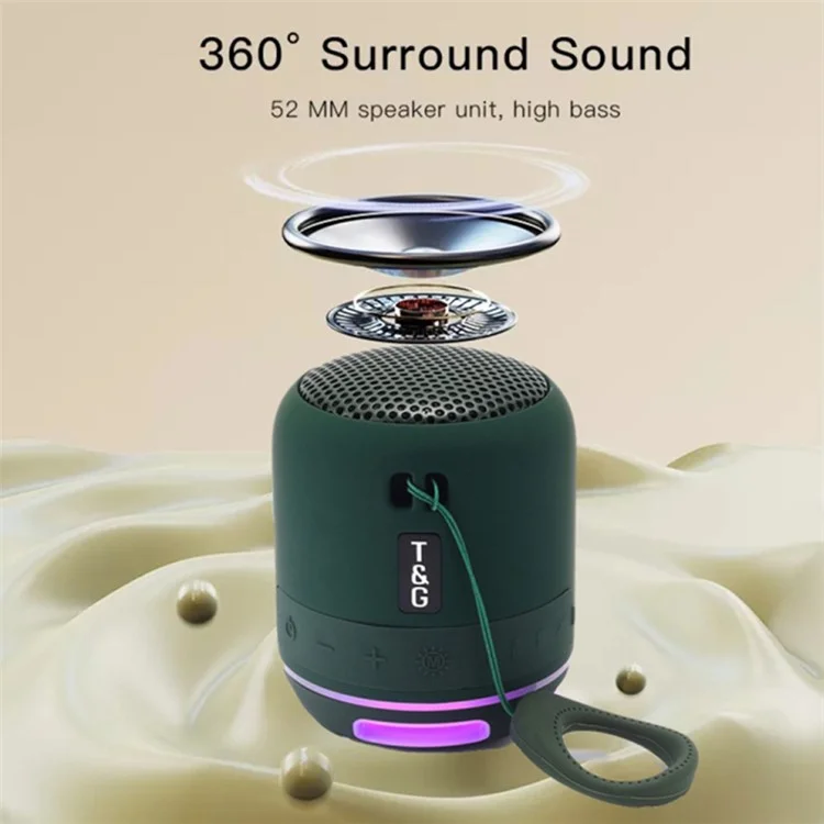 T&G TG294 Portable LED Light TWS Bluetooth Speaker Outdoor Wireless Stereo Music Subwoofer - Verde