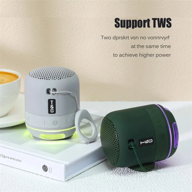 T&G TG294 Portable LED Light TWS Bluetooth Speaker Outdoor Wireless Stereo Music Subwoofer - Verde
