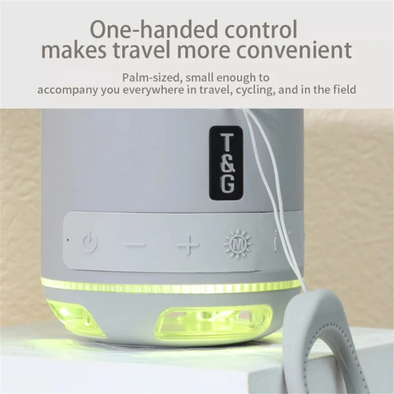 T&G TG294 Portable LED Light TWS Bluetooth-compatible Speaker Outdoor Wireless Stereo Music Subwoofer - Grey