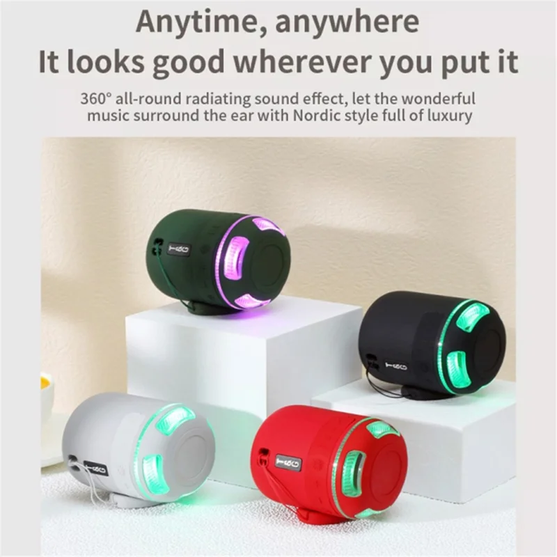 T&G TG294 Portable LED Light TWS Bluetooth-compatible Speaker Outdoor Wireless Stereo Music Subwoofer - Grey