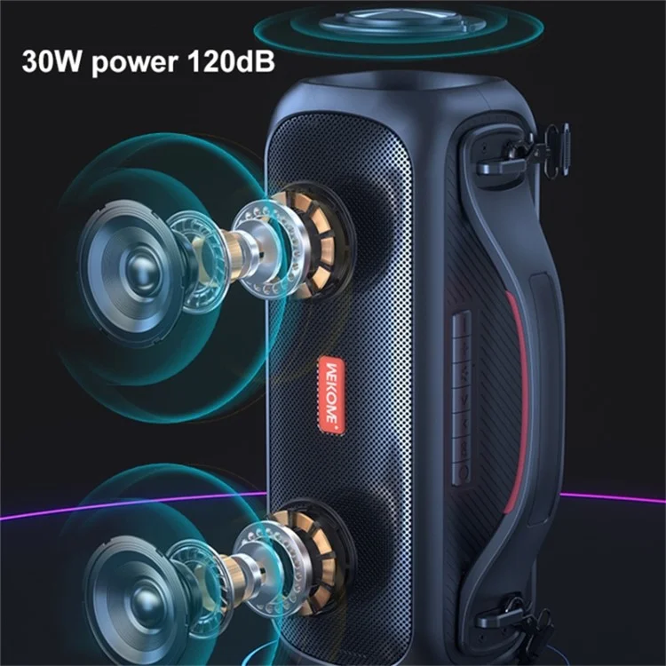 WEKOME D38 Outdoor-Bluetooth-Lautsprecher 30W Leistungsstarker Treiber Doppelte Hochtöner Kabelloser Heimparty-Lautsprecher