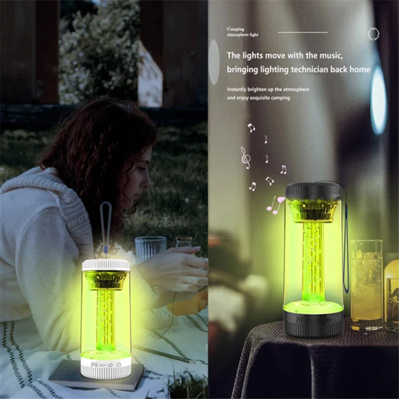 Z15 Outdoor Wireless Bluetooth-compatible Speaker Colorful Light Effect Portable Speaker Support FM, TF Card / USB Flash - White