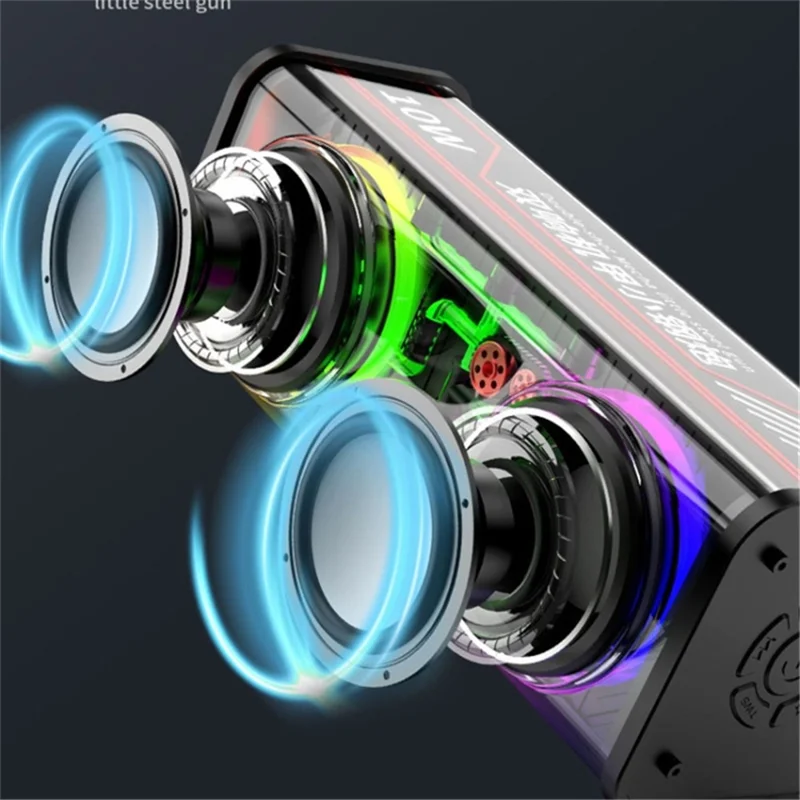 V8 Transparent Mecha Music Speaker Bluetooth-compatible 5.0 Wireless Subwoofer with RGB Light - White