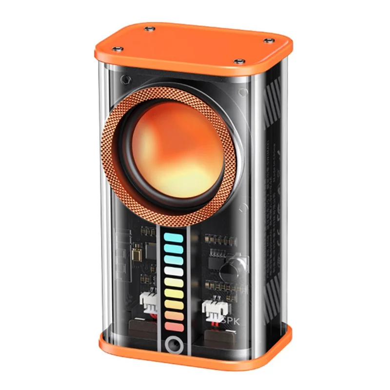 REMAX RB-M68 Clear Mecha Wireless Speaker Portable Mini 3D Subwoofer Bluetooth-compatible Speaker - Orange