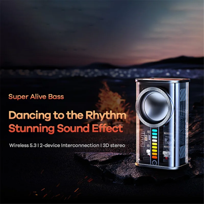 REMAX RB-M68 Clear Mecha Wireless Speaker Portable Mini 3D Subwoofer Bluetooth-compatible Speaker - Orange