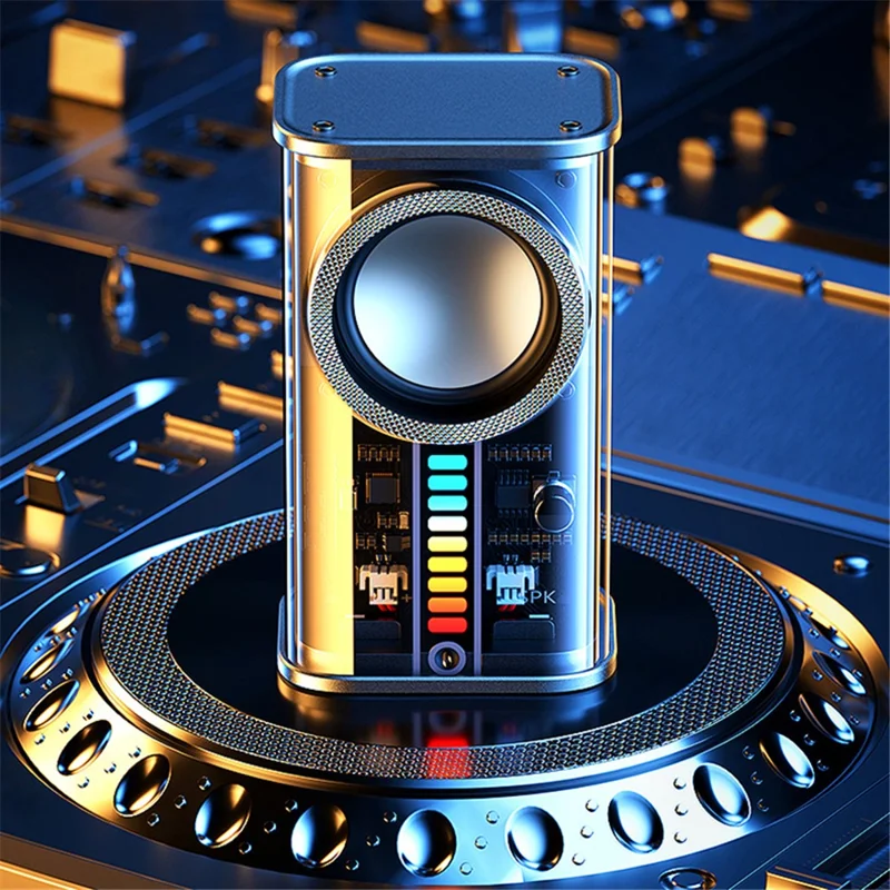 REMAX RB-M68 Clear Mecha Wireless Speaker Portable Mini 3D Subwoofer Bluetooth-compatible Speaker - Orange