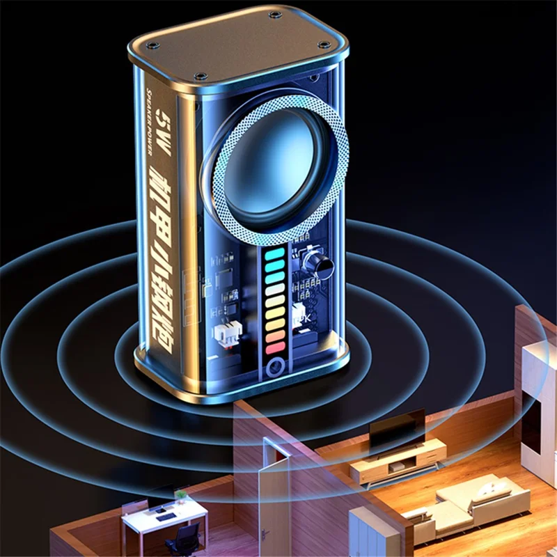 REMAX RB-M68 Clear Mecha Wireless Speaker Portable Mini 3D Subwoofer Bluetooth-compatible Speaker - Orange