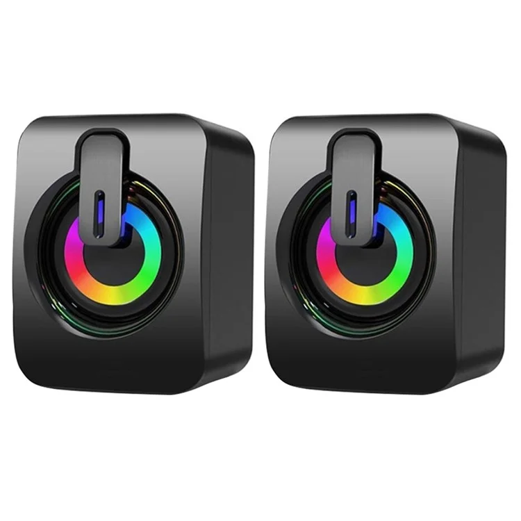 2PCS A2 Mini USB Wired Desktop Speaker Computer Laptop Volume Adjustable Subwoofer with Colorful Light