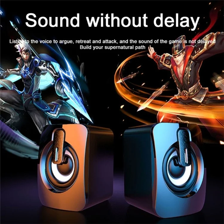 2PCS A2 Mini USB Wired Desktop Speaker Computer Laptop Volume Adjustable Subwoofer with Colorful Light