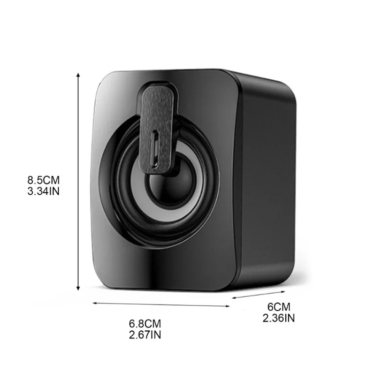 2PCS A2 Mini USB Wired Desktop Speaker Computer Laptop Volume Adjustable Subwoofer with Colorful Light