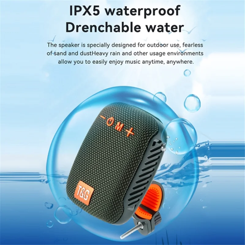 T&G TG-392 Portable Wireless Speaker IPX5 Waterproof Outdoor Bike TWS Bluetooth-compatible Speakerr - Grey