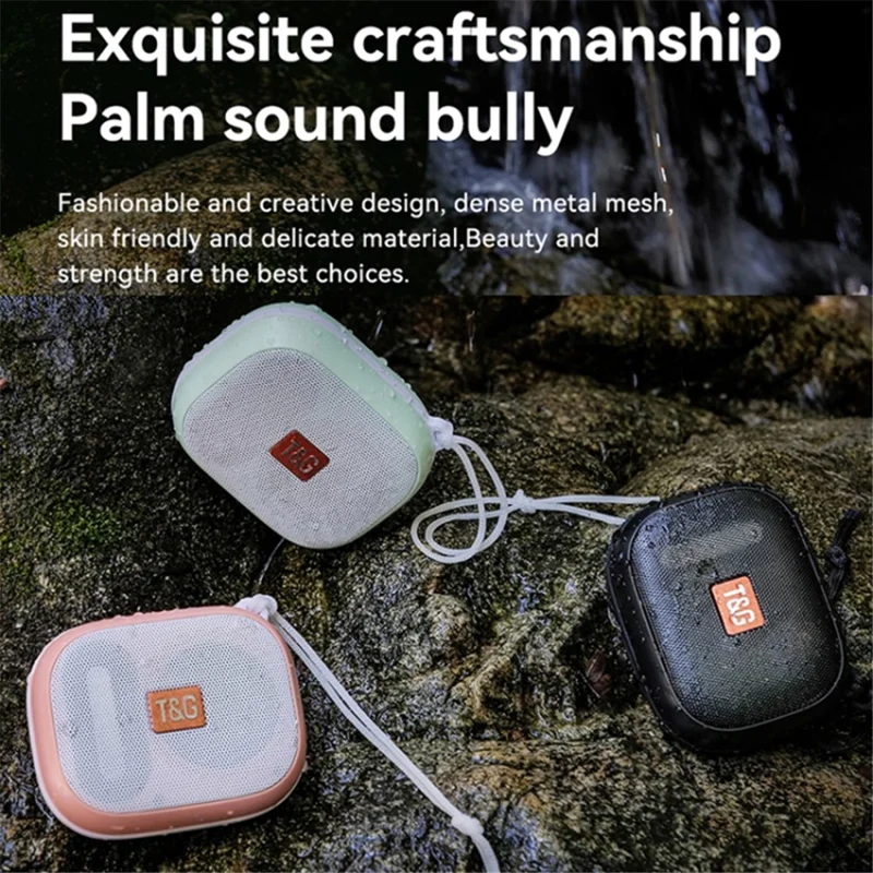 T&G TG-394 TWS Wireless Bluetooth-compatible Speaker IPX7 Water Resistant Portable Speaker with Strap for Outdoor Cycling - Pink