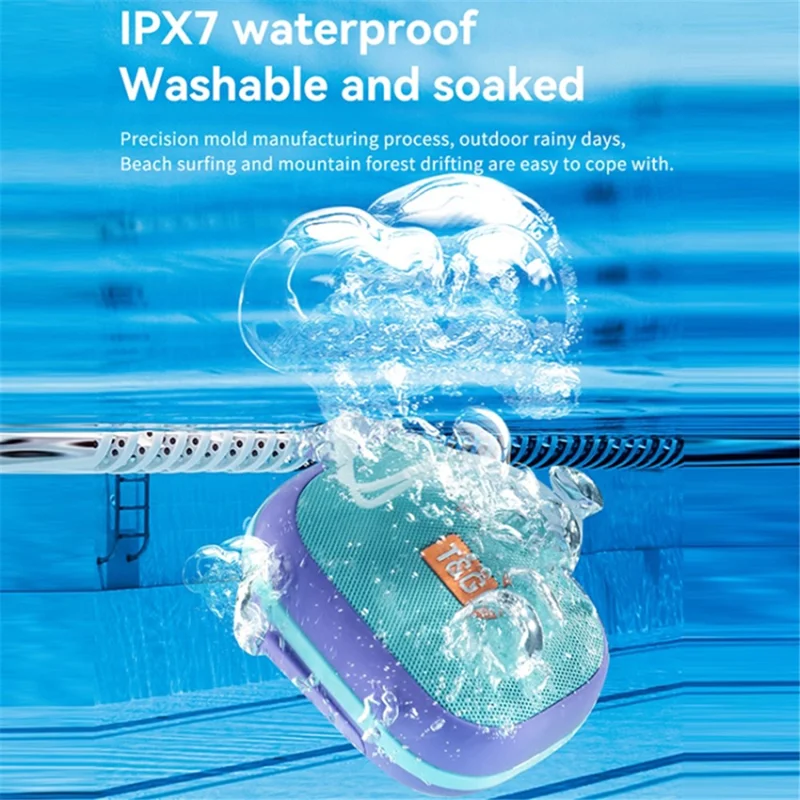 T&G TG-394 TWS Wireless Bluetooth-compatible Speaker IPX7 Water Resistant Portable Speaker with Strap for Outdoor Cycling - Red