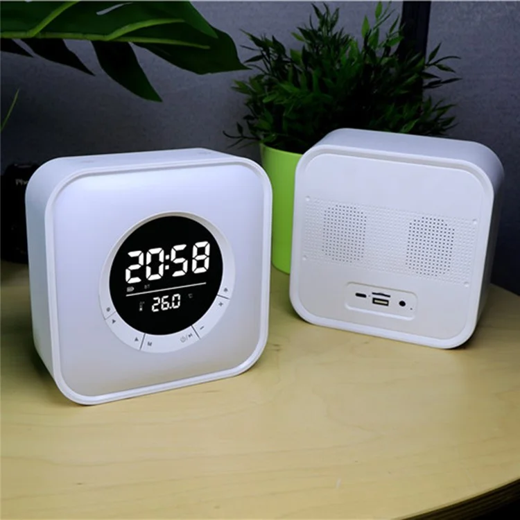 P10 Square Bluetooth-compatible Speaker Loudspeaker USB RGB Light Rechargeable Digital Display Alarm Clock