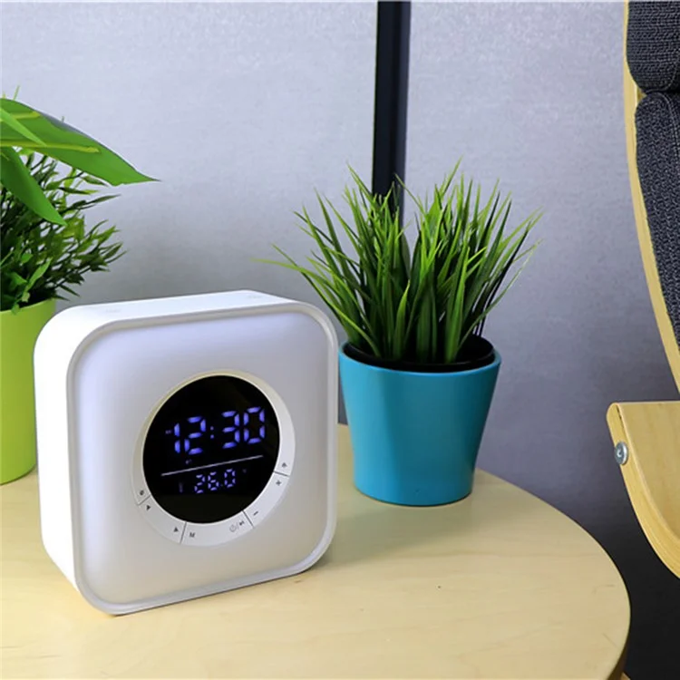 P10 Square Bluetooth-compatible Speaker Loudspeaker USB RGB Light Rechargeable Digital Display Alarm Clock