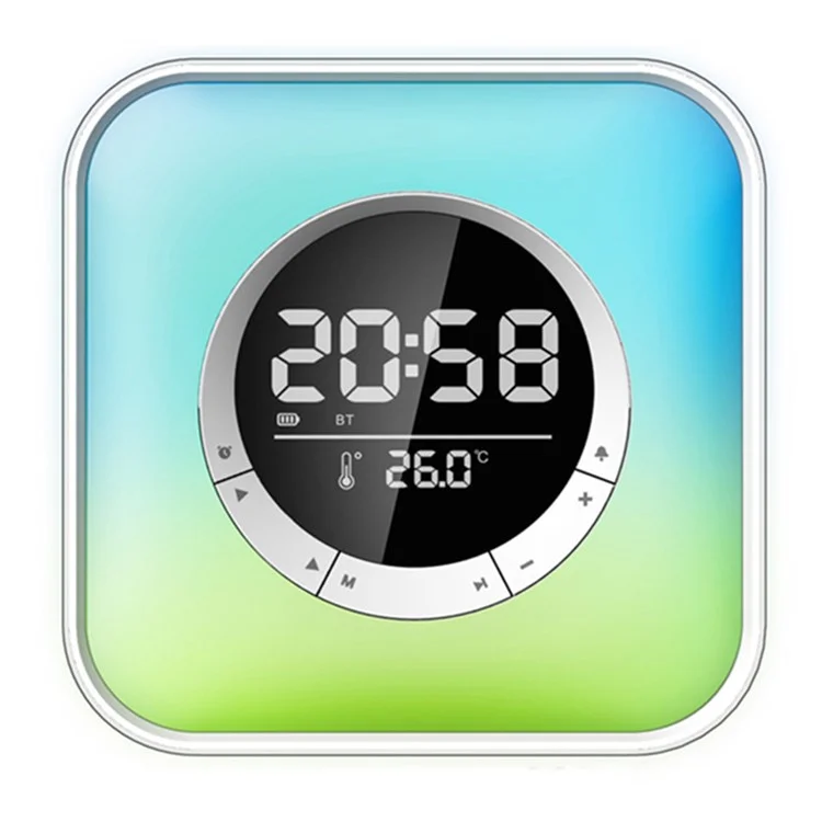 P10 Square Bluetooth-compatible Speaker Loudspeaker USB RGB Light Rechargeable Digital Display Alarm Clock