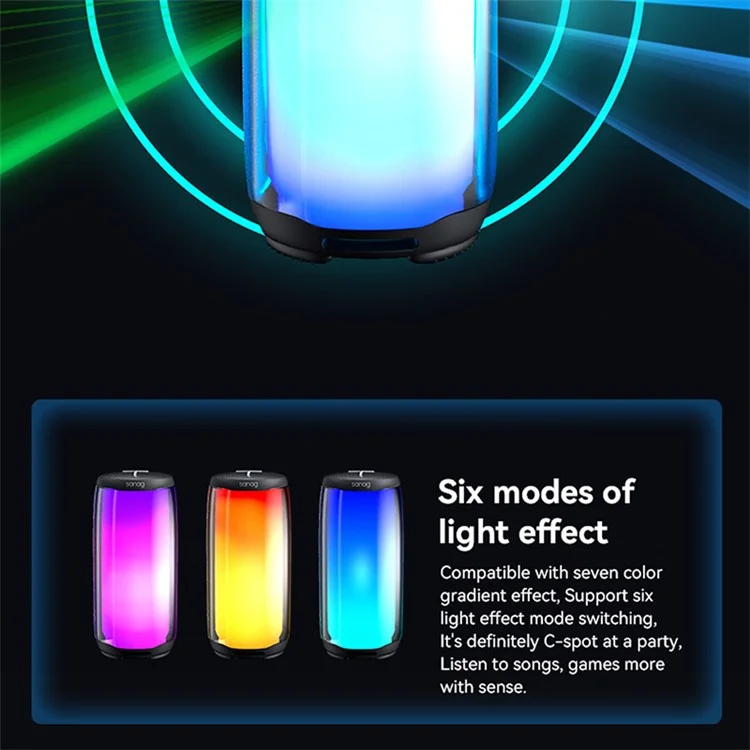 Haut-parleur Bluetooth sans fil SANAG V30S PRO IPX7 Waterproof RGB Colorful Light Stereo Sound