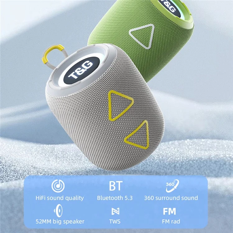 Портативная Bluetooth-колонка с LED-подсветкой T&G TG655, беспроводная стереофоническая сабвуферная поддержка FM-радио, TF-карта - зеленая