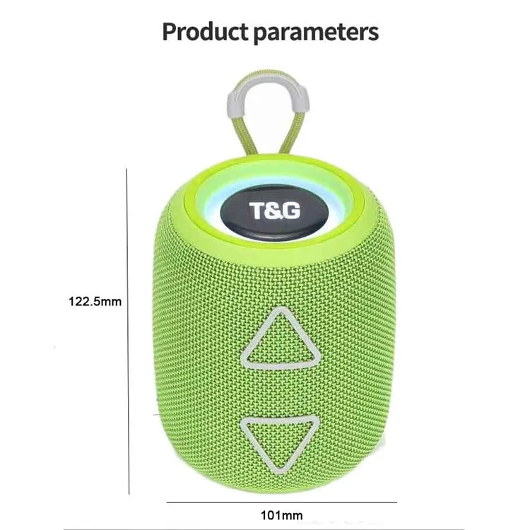 Портативная Bluetooth-колонка с LED-подсветкой T&G TG655, беспроводная стереофоническая сабвуферная поддержка FM-радио, TF-карта - зеленая