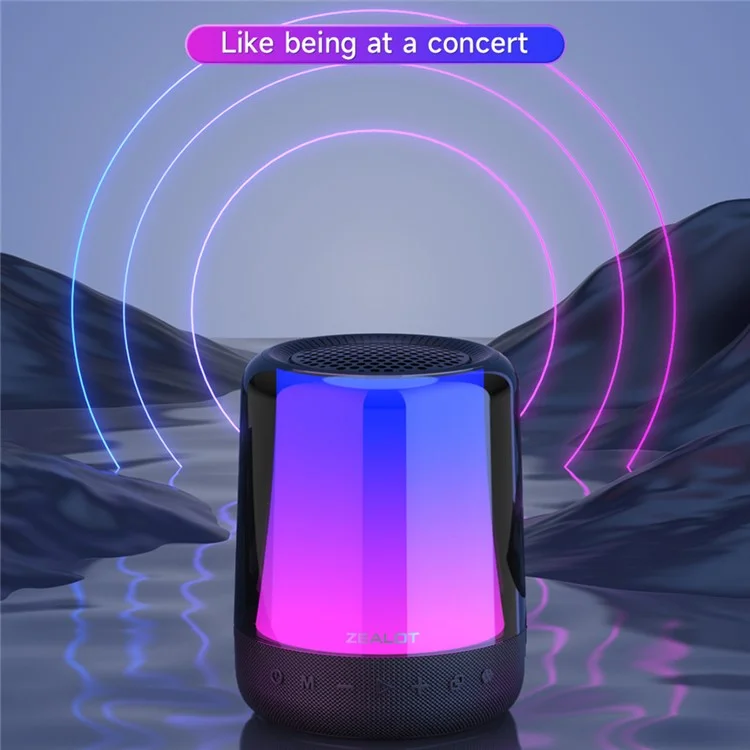 Caixa de Som Bluetooth 5.2 Sem Fio ZEALOT S66 com Luz RGB Colorida e Subwoofer Estéreo HiFi