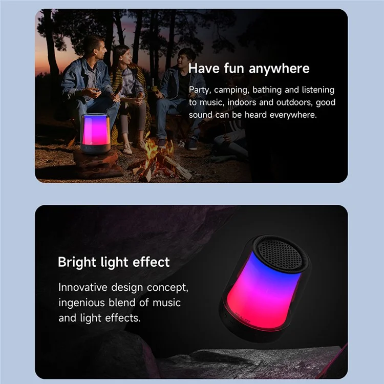 Caixa de Som Bluetooth 5.2 Sem Fio ZEALOT S66 com Luz RGB Colorida e Subwoofer Estéreo HiFi