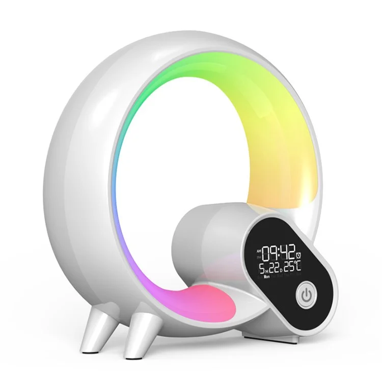 RGBW Atmosphere Light APP Remote Control Bluetooth-compatible Speaker Digital Alarm Clock White Noise Music Player - White