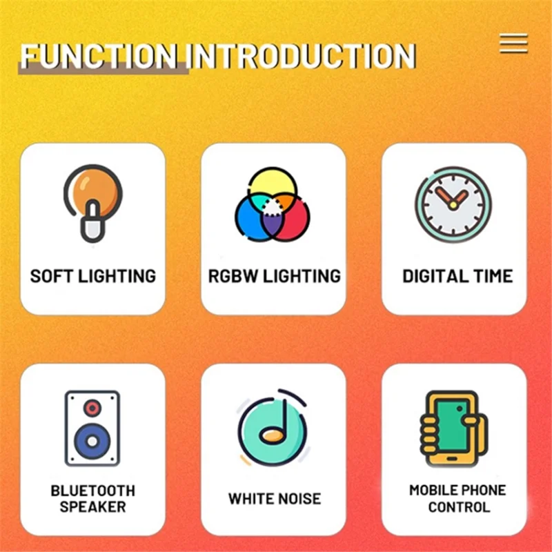 RGBW Atmosphere Light APP Remote Control Bluetooth-compatible Speaker Digital Alarm Clock White Noise Music Player - Black