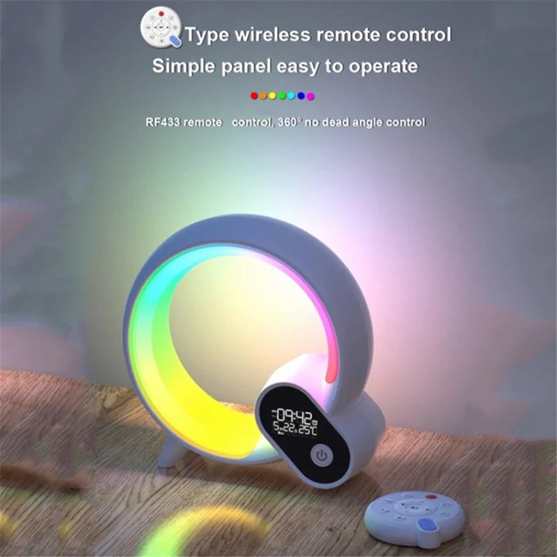 RGBW Atmosphere Light APP Remote Control Bluetooth-compatible Speaker Digital Alarm Clock White Noise Music Player - Black