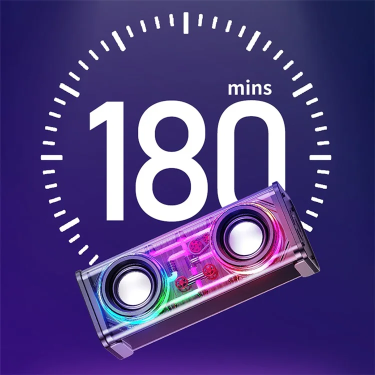 WEKOME D45 Bluetooth 5.3 Двойной Рожок Мeхa Динамик RGB Свет Беспроводной Сабвуфер Музыкальный Плеер - Черный 