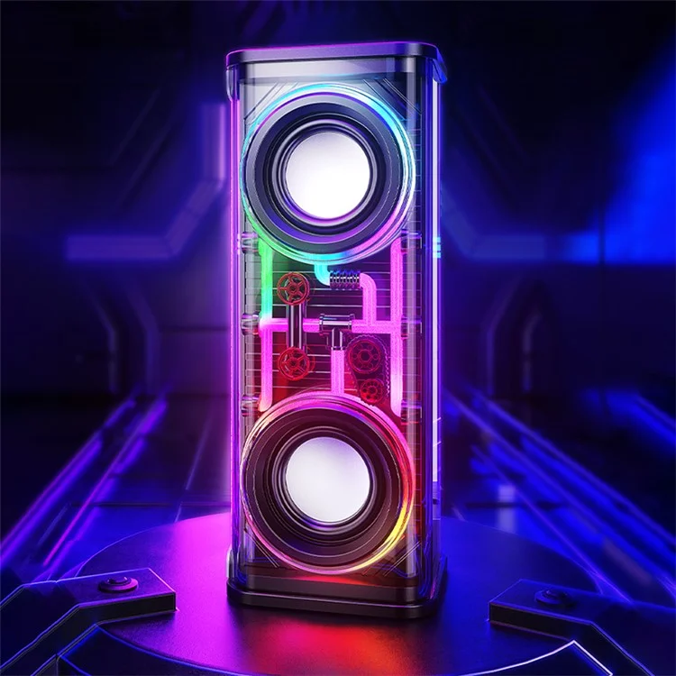 WEKOME D45 Bluetooth 5.3 Двойной Рожок Мeхa Динамик RGB Свет Беспроводной Сабвуфер Музыкальный Плеер - Черный 