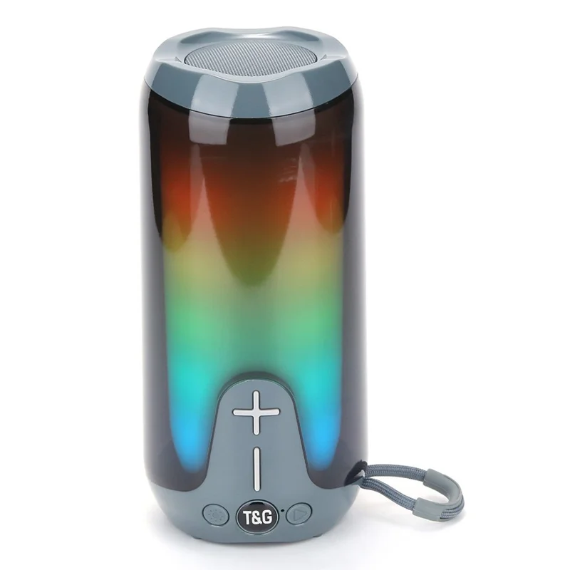 T&G TG651 Colorful Lantern Bluetooth-compatible Speaker TWS Wireless Subwoofer FM Radio Portable Audio Home Sound Column - Grey